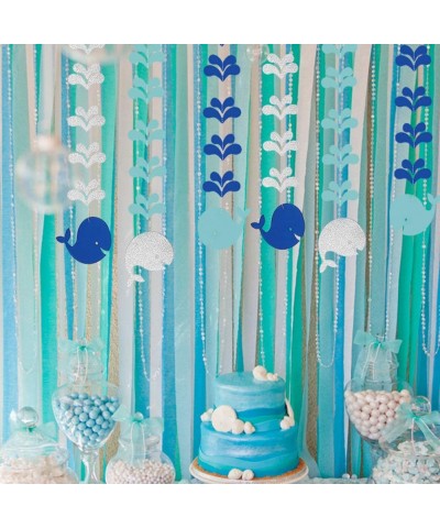 It's A BOY Whale Banners & 6 Packs Garlands & 6 Packs Cake Toppers for Baby Shower Blue Themed Hanging Garlands Cutout Decor ...