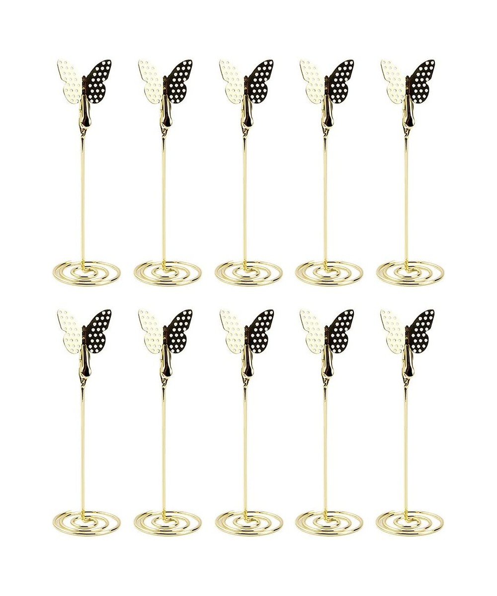 KIPETTO 10PCS Table Number Holder Name Place Card Holder with Butterfly Menu Memo Clips for Wedding Party Favors- Gold - Gold...