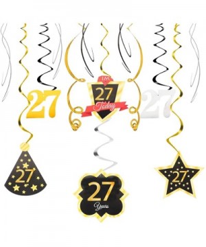 27 Birthday Decoration Happy 27th Birthday Party Silver Black Gold Foil Hanging Swirl Streamers I'm Twenty-seven Years Old To...