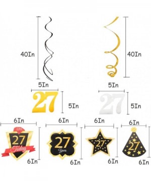 27 Birthday Decoration Happy 27th Birthday Party Silver Black Gold Foil Hanging Swirl Streamers I'm Twenty-seven Years Old To...