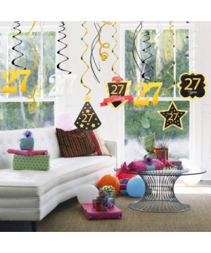 27 Birthday Decoration Happy 27th Birthday Party Silver Black Gold Foil Hanging Swirl Streamers I'm Twenty-seven Years Old To...