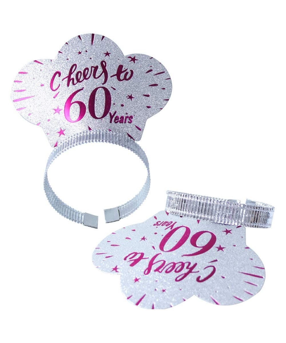 60th Birthday Decorations for Tiara Crown - 60th Birthday Headband - Cheers to 60 Years- Fuchsia Silver Theme 60th Birthday P...