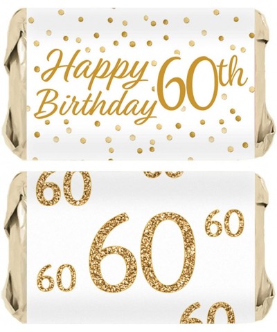 White and Gold 60th Birthday Mini Candy Bar Wrappers - 45 Stickers - CS188ZWME83 $6.09 Favors