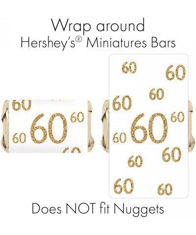 White and Gold 60th Birthday Mini Candy Bar Wrappers - 45 Stickers - CS188ZWME83 $6.09 Favors