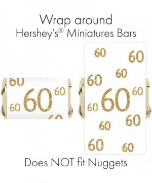 White and Gold 60th Birthday Mini Candy Bar Wrappers - 45 Stickers - CS188ZWME83 $6.09 Favors