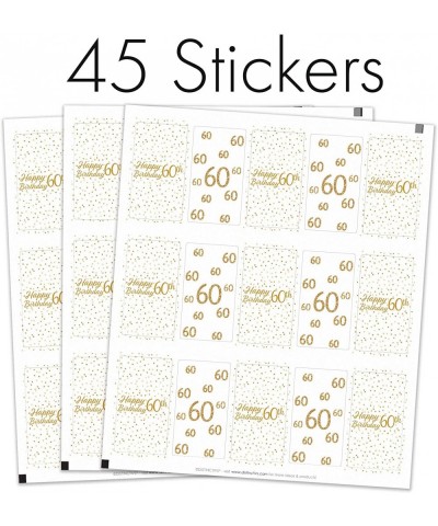 White and Gold 60th Birthday Mini Candy Bar Wrappers - 45 Stickers - CS188ZWME83 $6.09 Favors