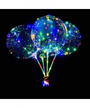 Led BoBo Balloons Colorful- 18 Inch 8 PCS Transparent Bubble Balloons with STICKS and STRING LIGHTS 3 levels Flashing - Light...