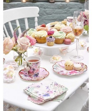 Vintage Tea Party Supplies - Vintage Floral Napkins & Tea Cups with Saucer Sets - Also Great for Wedding Parties- Bridal Show...