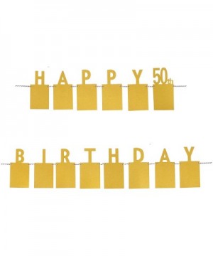 Happy 50th Birthday Fabulous Fifty 50 Years Photo Banner Gold Foiled for 50th Birthday Decorations Picture Bunting - Gold - C...