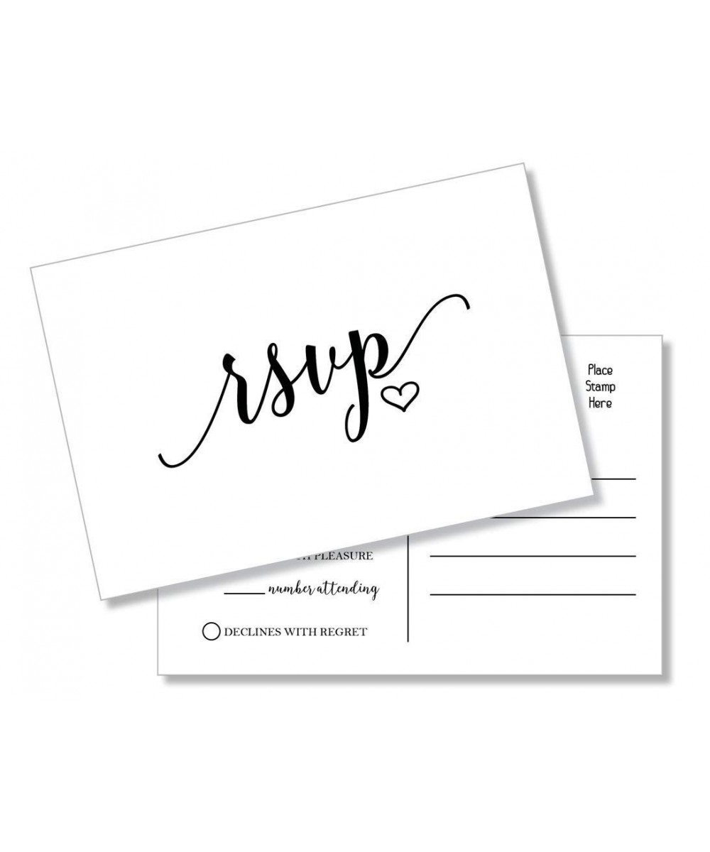 50 RSVP Heart Postcards (Thick Card Stock) - Any Occasion - Response Card- RSVP Reply- Wedding- Rehearsal Dinner- Baby Shower...