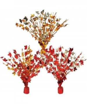 3 Pcs Fall Leaf Spray Centerpieces Orange Red Gold Yellow Metallic Foil Autumn Leaf Gleam 'N Burst Centerpieces for Fall Than...