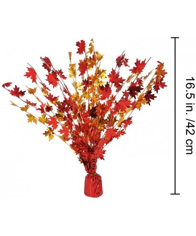 3 Pcs Fall Leaf Spray Centerpieces Orange Red Gold Yellow Metallic Foil Autumn Leaf Gleam 'N Burst Centerpieces for Fall Than...