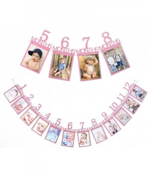 1st Birthday Bunting Garland Baby Photo Banner Baby 1-12 Month Pink Photo Prop Party Bunting Decoration - CD18G0XTR6Q $5.40 B...