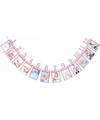 1st Birthday Bunting Garland Baby Photo Banner Baby 1-12 Month Pink Photo Prop Party Bunting Decoration - CD18G0XTR6Q $5.40 B...