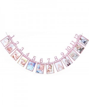 1st Birthday Bunting Garland Baby Photo Banner Baby 1-12 Month Pink Photo Prop Party Bunting Decoration - CD18G0XTR6Q $5.40 B...