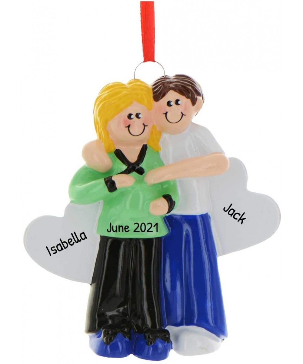 Personalized Pregnant Couple Christmas Tree Ornament 2020 - Happy New Parent Hearts to Touch It's Coming Holiday Shower Gende...
