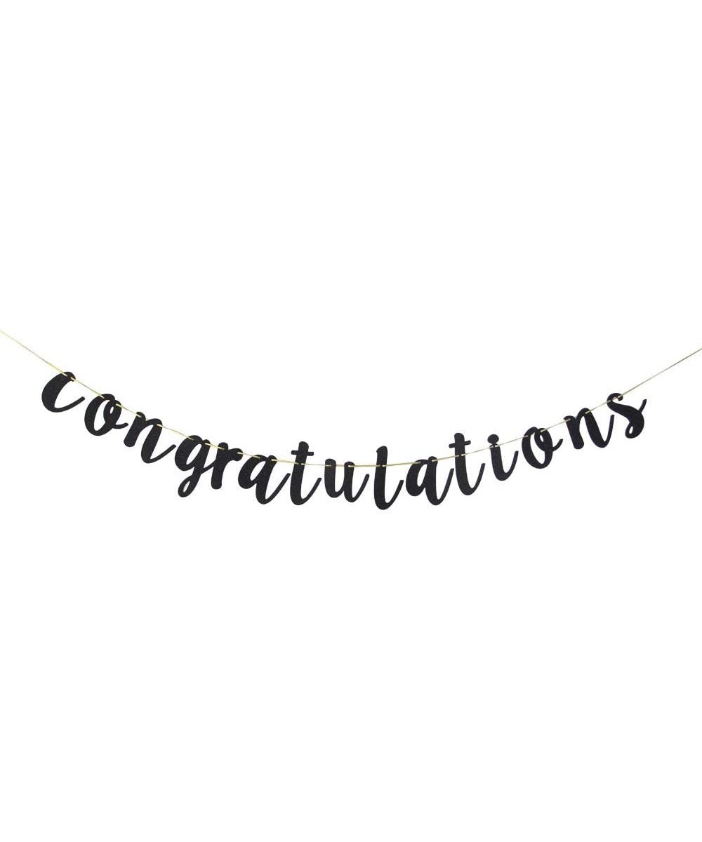 Black Glitter Congratulations Banner for Happy Wedding-Anniversary-Graduation-Retirement Party Decorations Supplies - CD18UM9...
