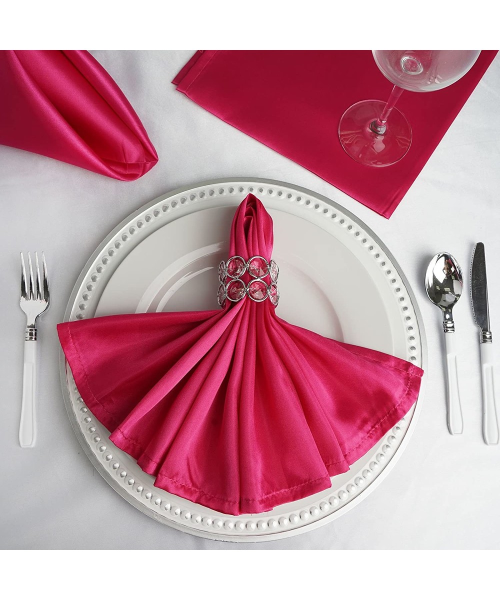 50 pcs 20-Inch Fuchsia Satin Dinner Napkins - for Wedding Party Reception Events Restaurant Kitchen Home - Fuchsia - CA18QNGK...