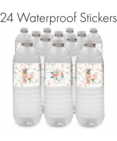 Pink Floral 1st Birthday Party Water Bottle Labels - 24 Stickers - CU18MD4KUEZ $7.84 Favors