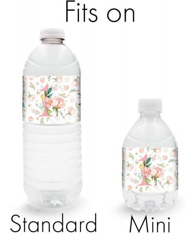 Pink Floral 1st Birthday Party Water Bottle Labels - 24 Stickers - CU18MD4KUEZ $7.84 Favors