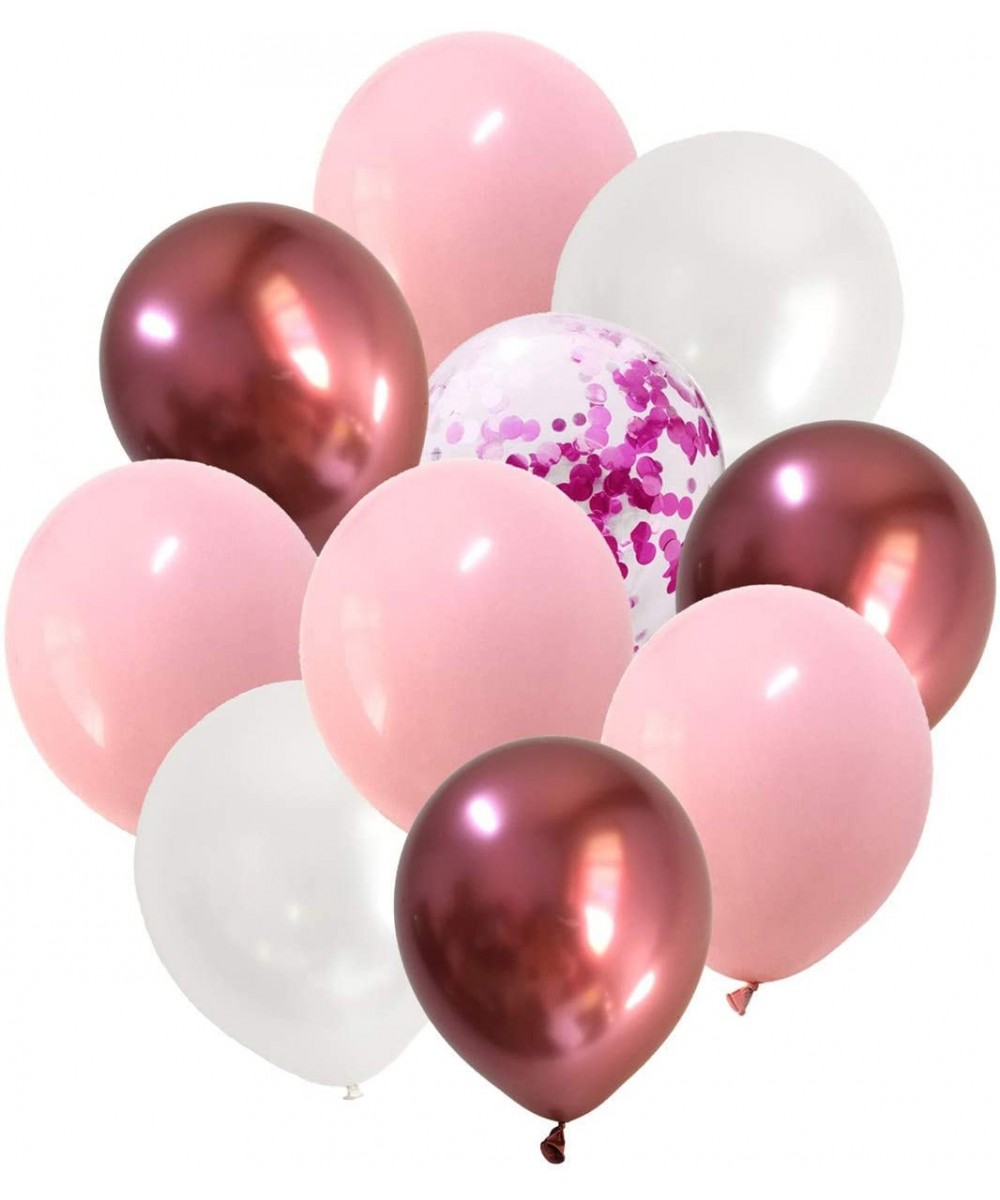 Pastel Pink Chrome Pink Balloons-50Pieces Latex Balloons White Metallic Hot Pink Confetti for Birthday Girl Women Wedding Bri...