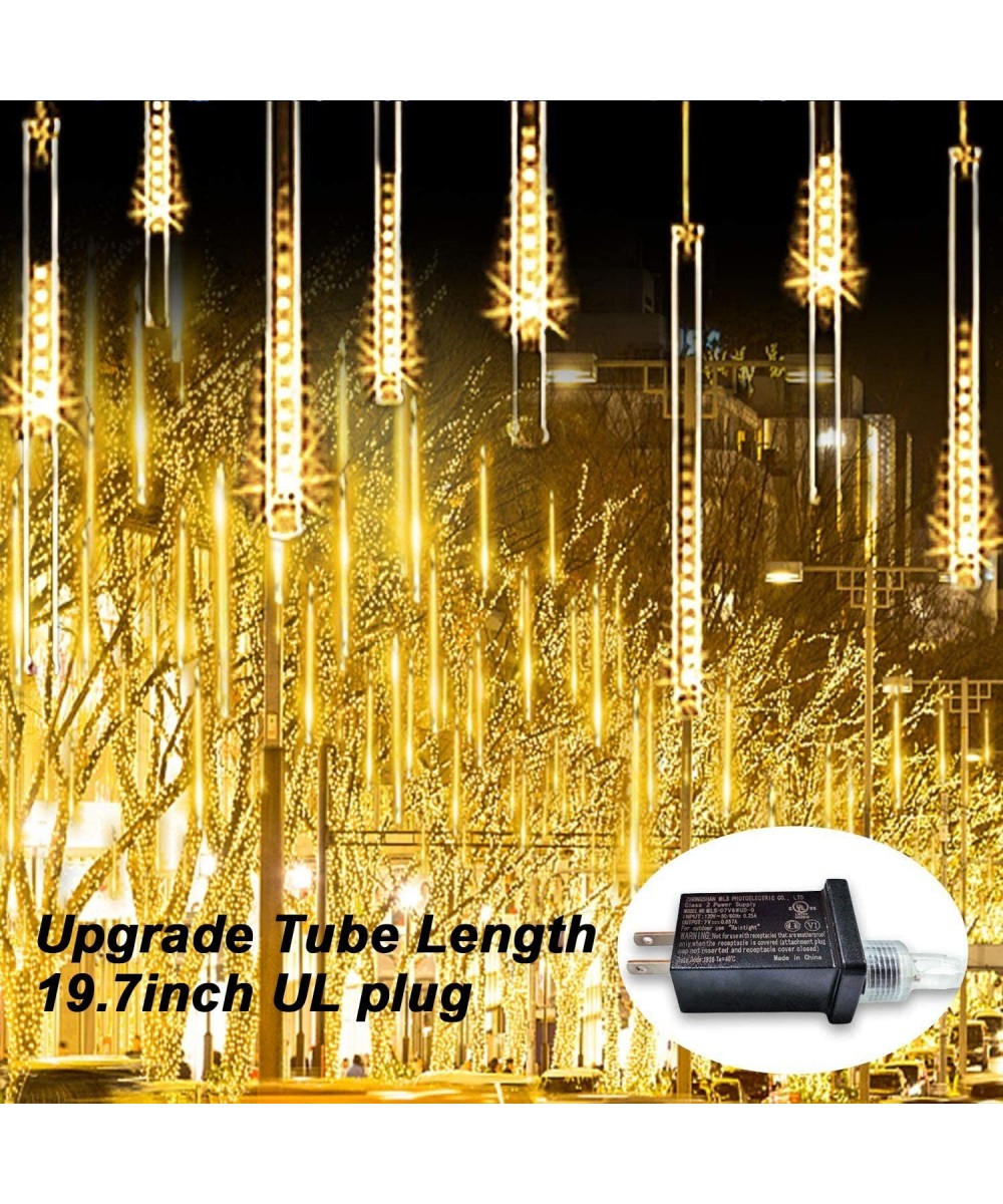 Christmas Lights Meteor Shower Lights 50cm 8 Tube 288 LEDs- Warm White Meteor Lights Led Falling Rain Lights for Christmas Tr...