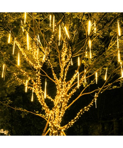 Christmas Lights Meteor Shower Lights 50cm 8 Tube 288 LEDs- Warm White Meteor Lights Led Falling Rain Lights for Christmas Tr...