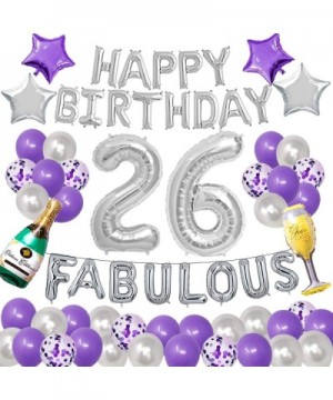 Happy 26TH Birthday Party Decorations Pack-Purple Silver Theme 32inch Silver Foil Number 26 Confetti and Latex Balloons 16inc...