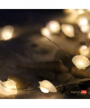 LED String Lights- Decorative Shell Lights- 50 Bright Warm Sea Shells- Micro LED Lights String- Battery Operated - CJ192G7YNQ...