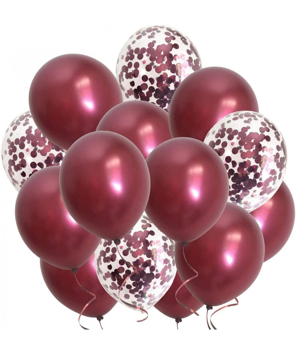 Burgundy Maroon Confetti Balloons-Wine Color Metallic Balloons for Wedding Anniversary Bridal Shower Women Birthday Valentine...