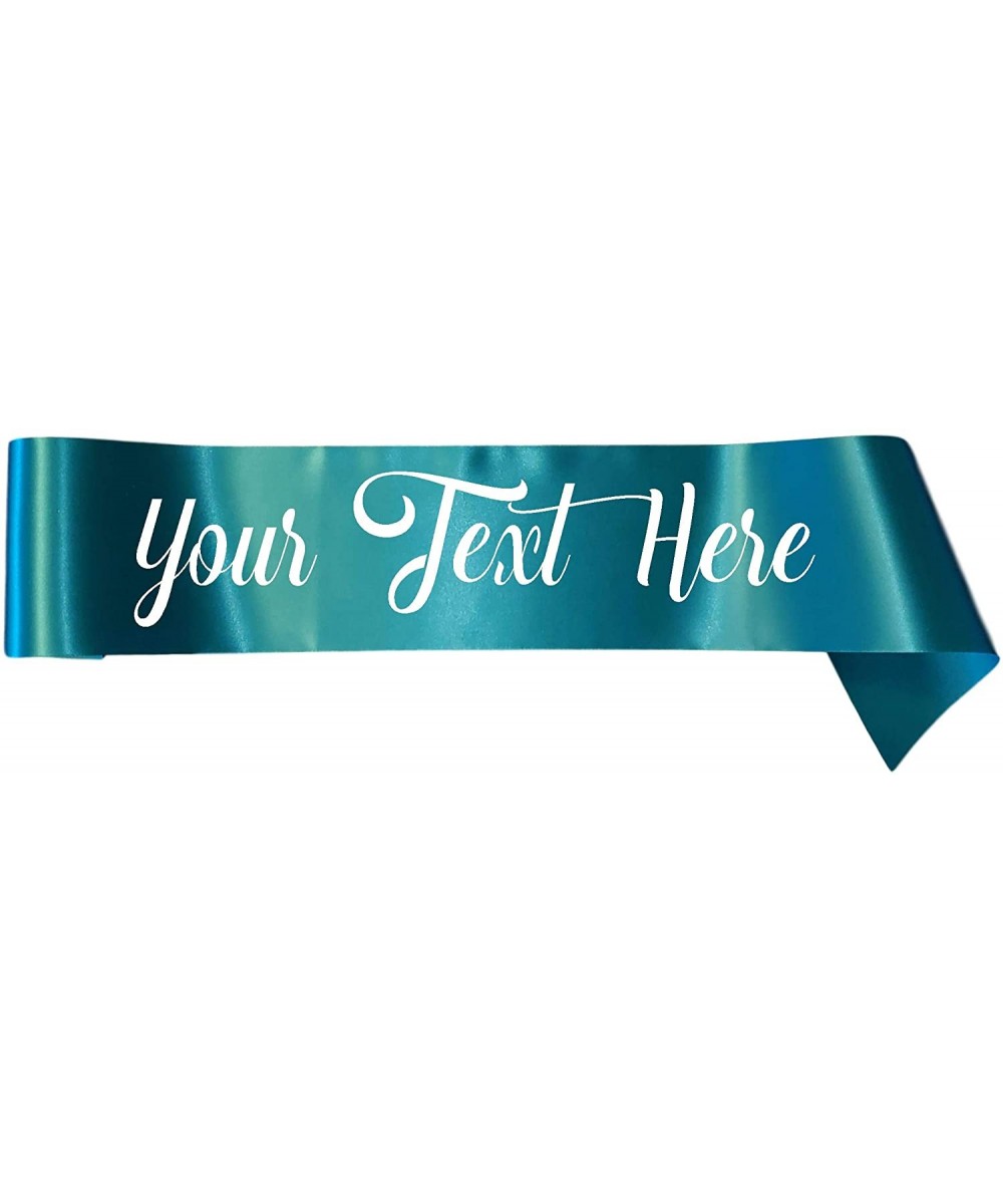 Personalized Sash Special Events or Halloween Pageant Birthday Wedding - Teal - CI192XT0HAT $20.67 Favors