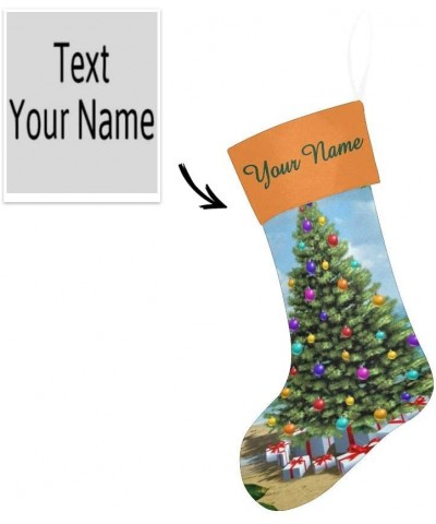 Christmas Stocking Custom Personalized Name Text Christmas Tree Star for Family Xmas Party Decor Gift 17.52 x 7.87 Inch - Mul...