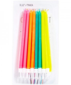 Rainbow Birthday Cake Topper with Long Thin Candles in Holders (5.5 in- 25 Pack) - CX18W3MRLIE $6.26 Birthday Candles