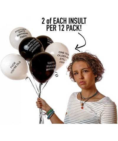 Abusive Balloons Black & White 12 Pack - Rude Birthday Balloons for Adults - Insult Your Friends with Funny Party Decorations...