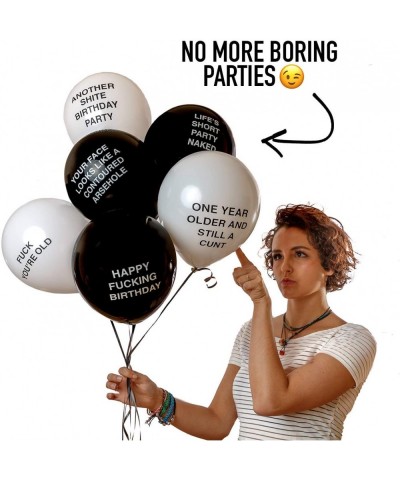 Abusive Balloons Black & White 12 Pack - Rude Birthday Balloons for Adults - Insult Your Friends with Funny Party Decorations...