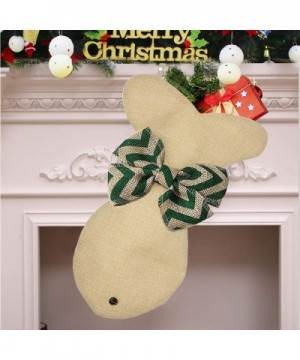 Pet Dog Christmas Stockings Large Fish Shaped Bow Burlap Hanging Christmas Stockings for Dogs Christmas Decorations (Green St...