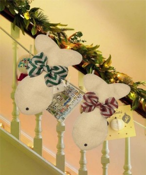 Pet Dog Christmas Stockings Large Fish Shaped Bow Burlap Hanging Christmas Stockings for Dogs Christmas Decorations (Green St...