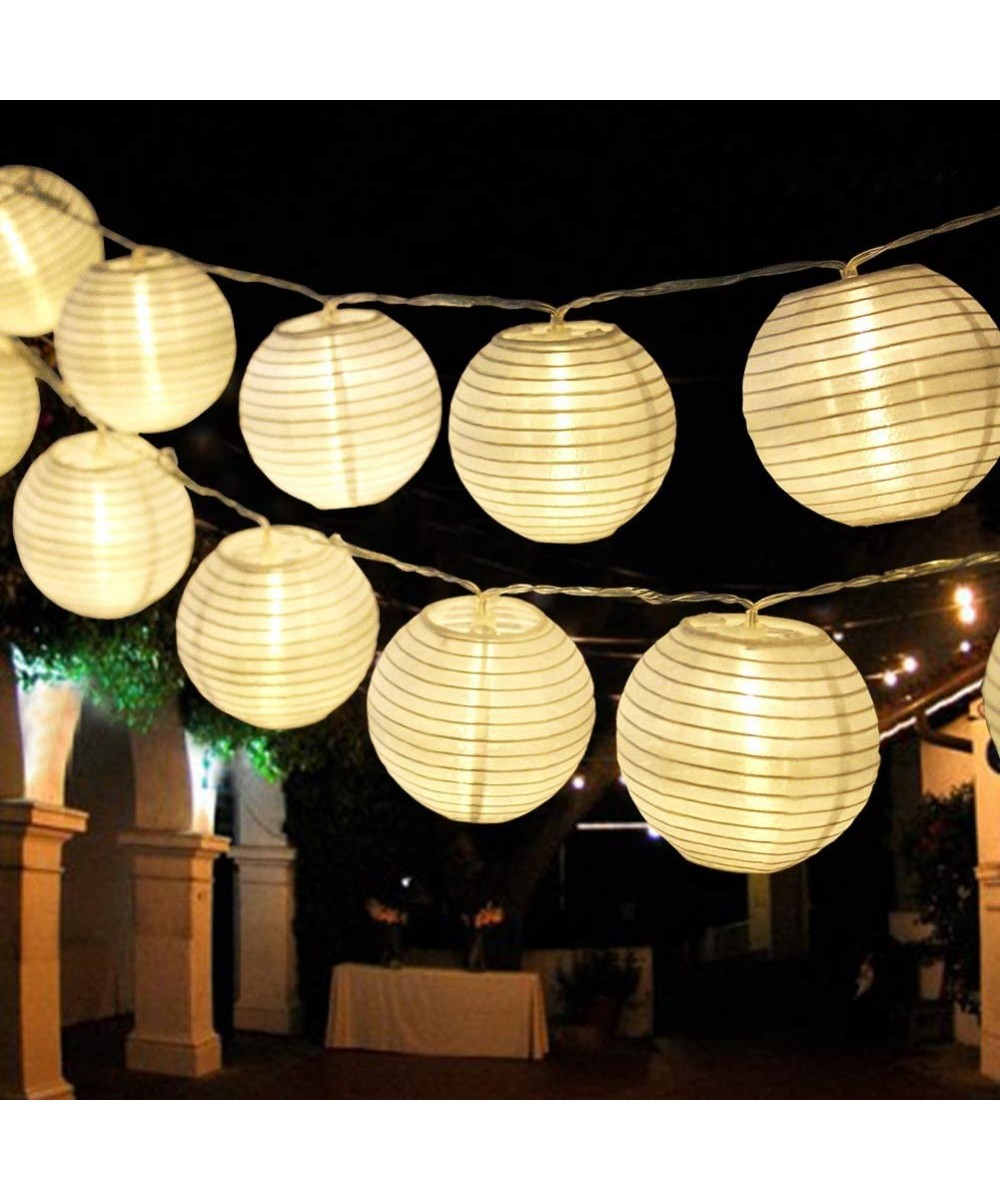 20' Long Hanging LED Lantern String Lights Battery Powered - 2PCS 10' White Decorative Lanterns for Indoors String Lights Lan...