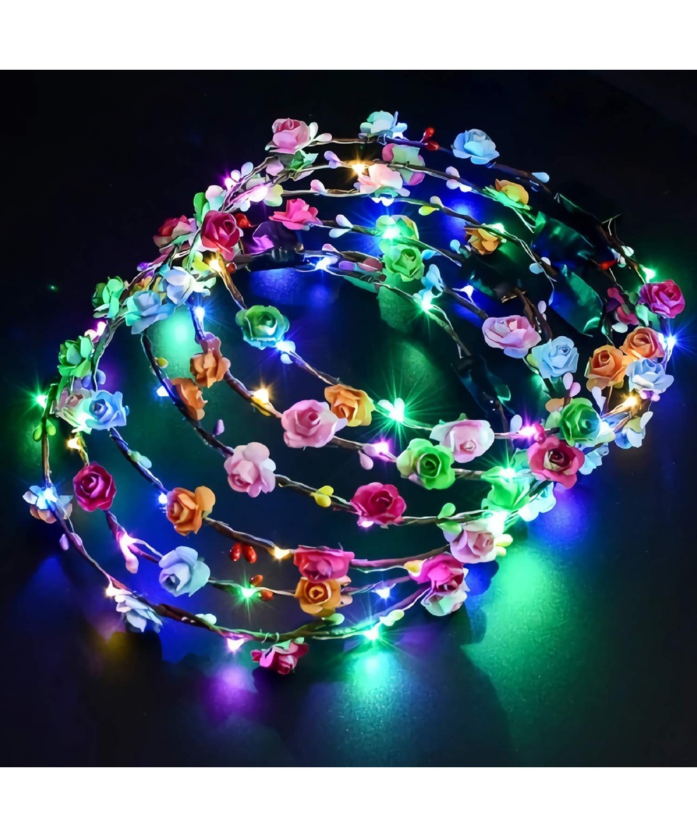 12 Pcs LED Flower Headband Light Up- 20 Hours Works Led Floral Headbands- Include 10 Paper Flowers and 10 Led Light Up Floral...