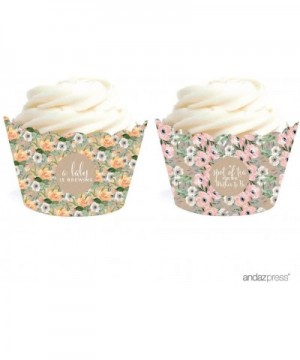 Peach Kraft Brown Rustic Floral Garden Party Baby Collection- Cupcake Wrappers- 20-Pack - Cupcake Wrappers - C7182HCT69X $11....