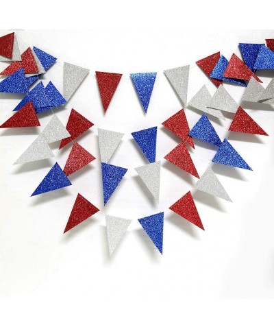 Red Blue Silver/White National Day Patriotic Triangle Flag Banner Fourth/4th of July USA American Independence Day Celebratio...