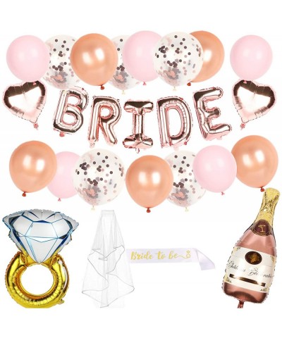 Bachelorette Party Decorations Kit-Bridal Shower Decorations-Bride to Be Sash-Veil-Ring-Champagne Bottle Balloon-Bride Rose G...