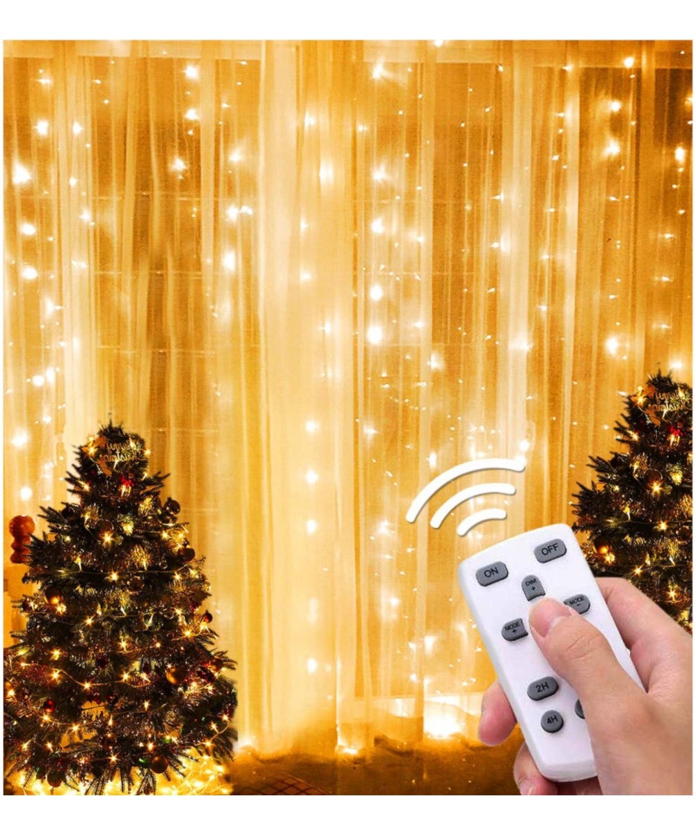 Window Curtain String Lights- 300 LED Curtain Icicle Lights Warm White Bedroom String Lighting Waterproof String Fairy Lights...