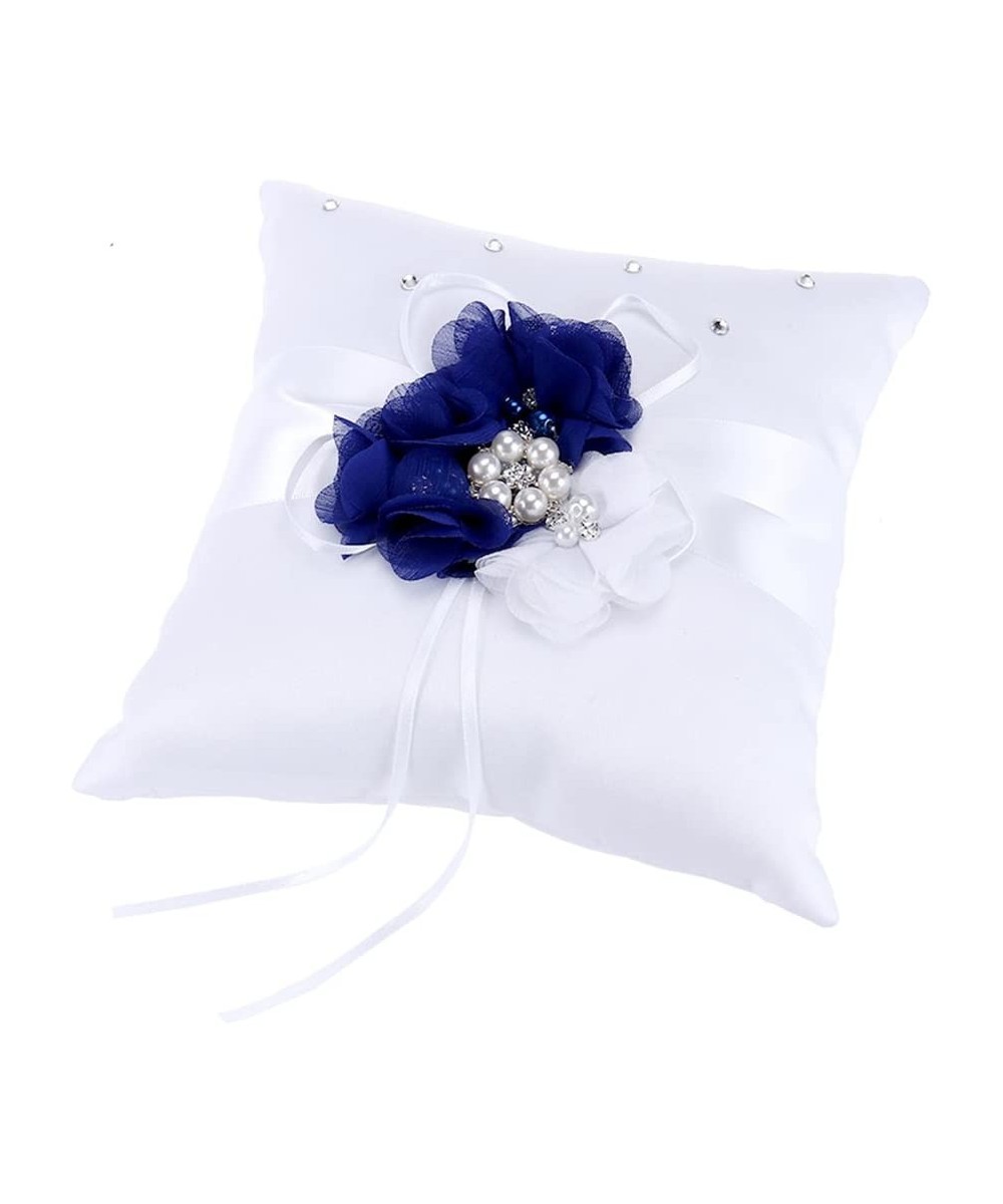 Ring Bearer Pillow-2020cm Wedding Ring Pillow Pearl Flower Decorated - Blue - CH184QA54Z4 $8.42 Ceremony Supplies