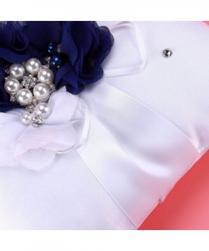 Ring Bearer Pillow-2020cm Wedding Ring Pillow Pearl Flower Decorated - Blue - CH184QA54Z4 $8.42 Ceremony Supplies