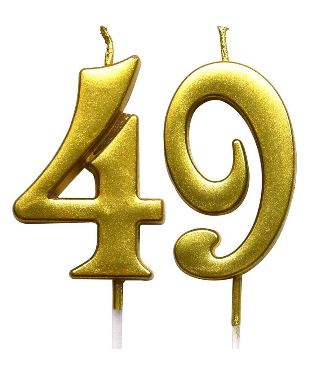 Gold 49th Birthday Numeral Candle- Number 49 Cake Topper Candles Party Decoration for Women or Men - C518TAAQQKZ $7.71 Birthd...