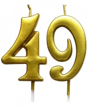 Gold 49th Birthday Numeral Candle- Number 49 Cake Topper Candles Party Decoration for Women or Men - C518TAAQQKZ $7.71 Birthd...