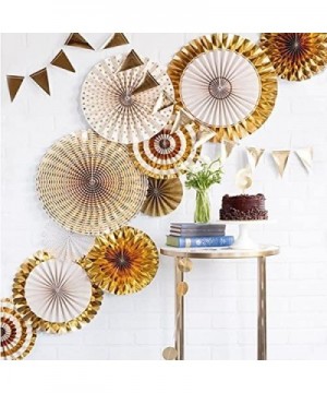 Party Paper Fans Gold Hanging Garland Glitter for Birthday Wedding Baby Shower Bridal Valentine's Day Girl's Decoration 8 Pac...