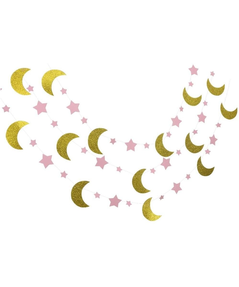 Moon and Stars Garland Pink Gold Nursery Room Decoration 20 Feets - CG1888MG8SH $9.20 Banners & Garlands