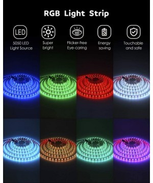 RGB LED Strip Lights 5050 300 SMD Waterproof Black PCB 16.4ft Flexible LED Tape Light 60 LEDs/M 5M Rope Lights Enhance to VHB...